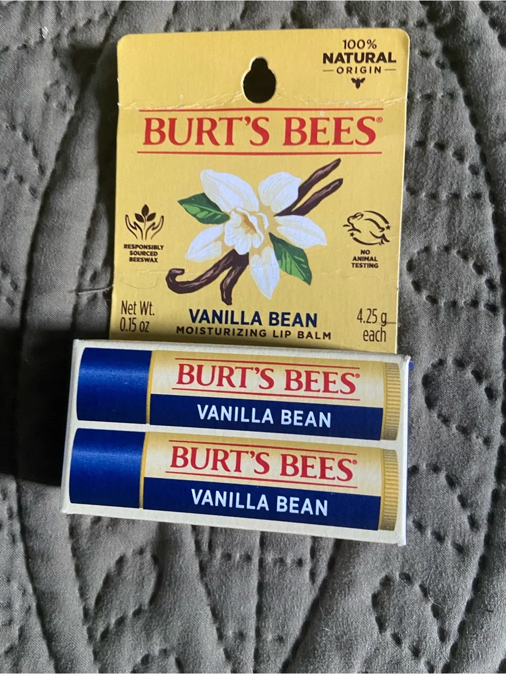 Burt's Bees Vanilla Bean Moisturizing Lip Balm 5 2 Packs = 10 Tubes - Picture 3 of 4